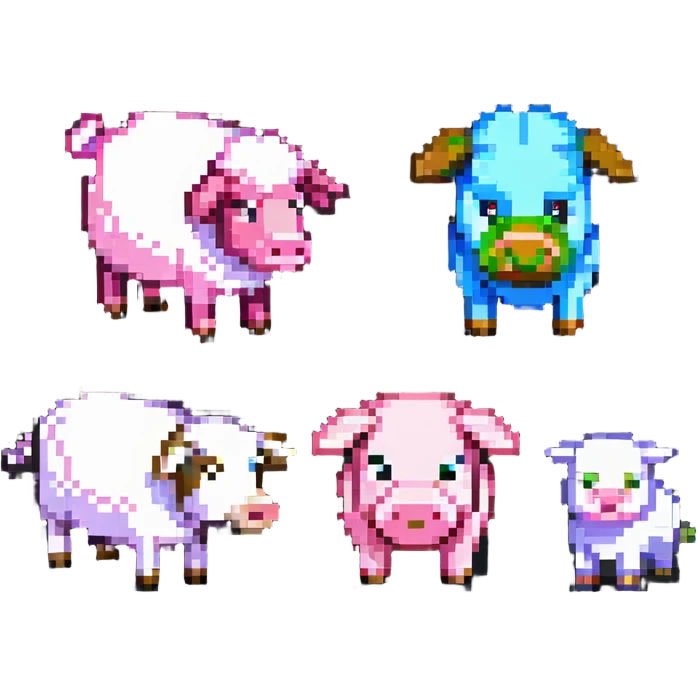 Minecraft style sheep and a blocky pig friend together emoji