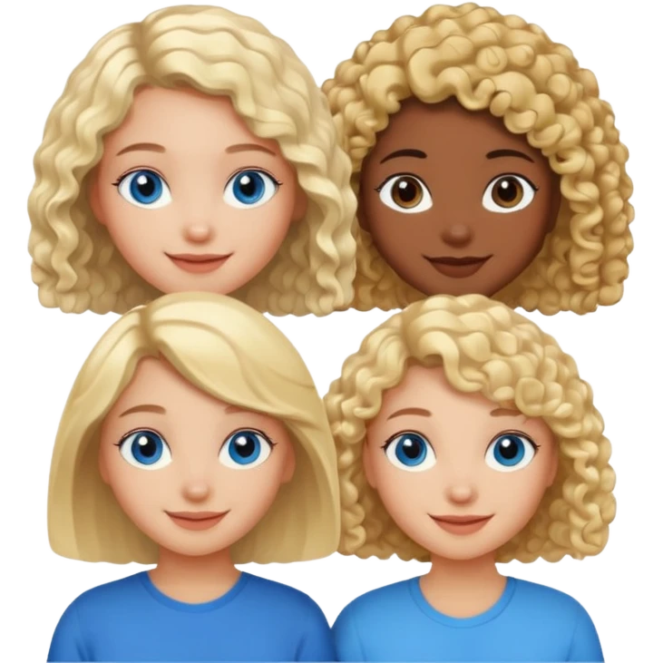 Girl best friends, one white with blond bob and blue eyes, one black with curly hair emoji