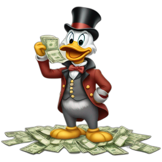 Scrooge McDuck counting money emoji