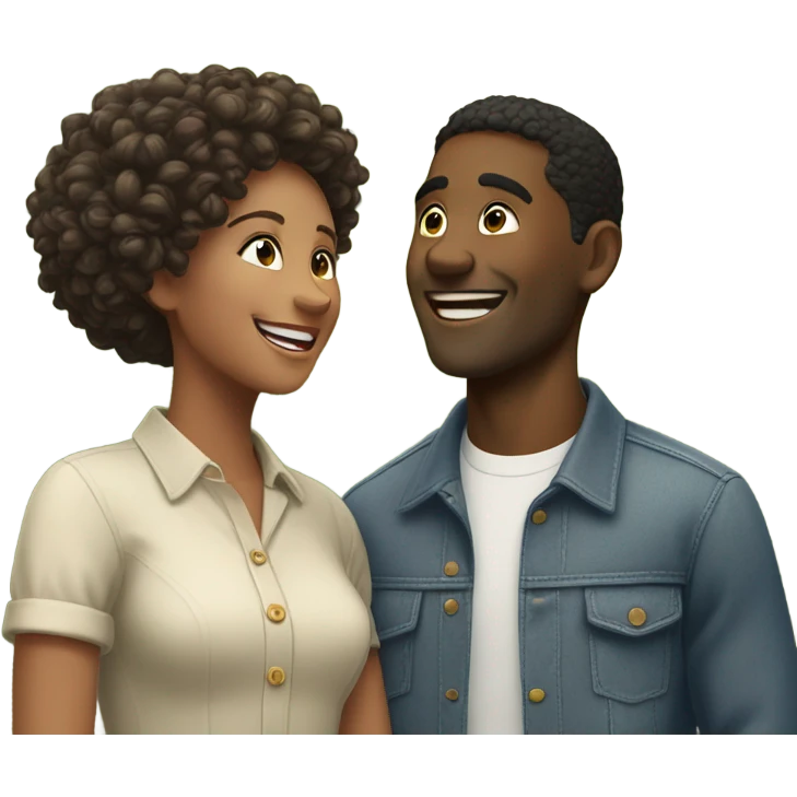 happy interracial couple outdoors emoji