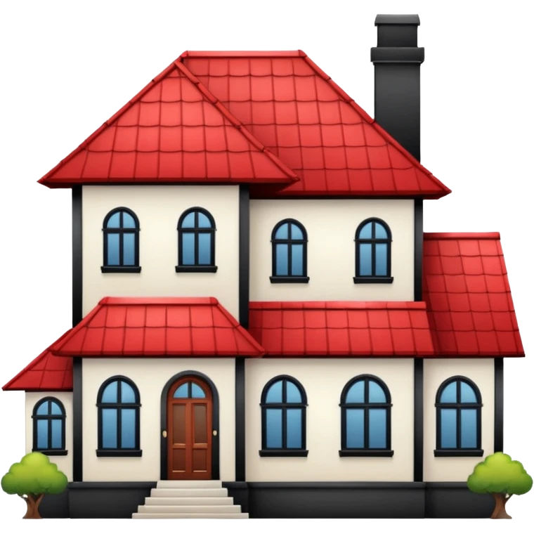 a house with Tall crooked building with red roof.

 emoji