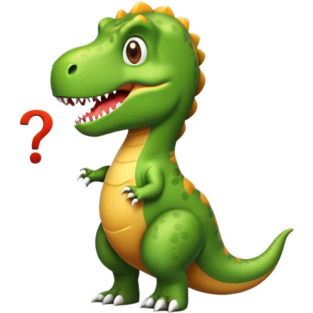 t-rex with a question mark emoji