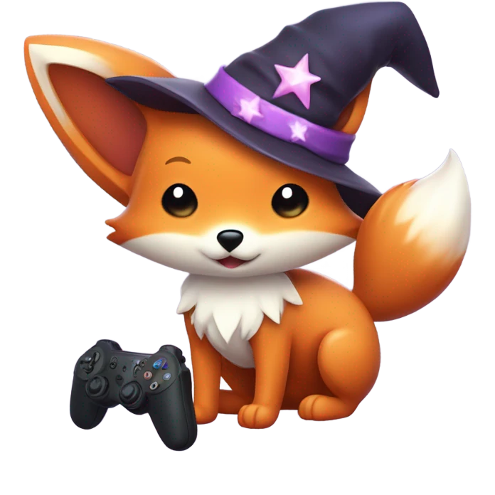 detailled kawaii fox witch controller emoji