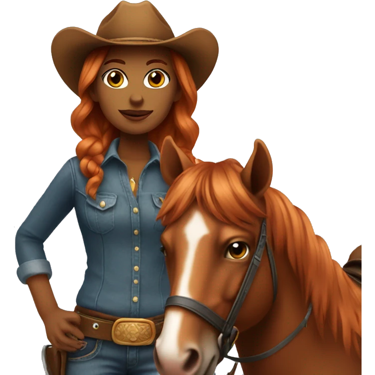 Cowgirl with copper hair emoji