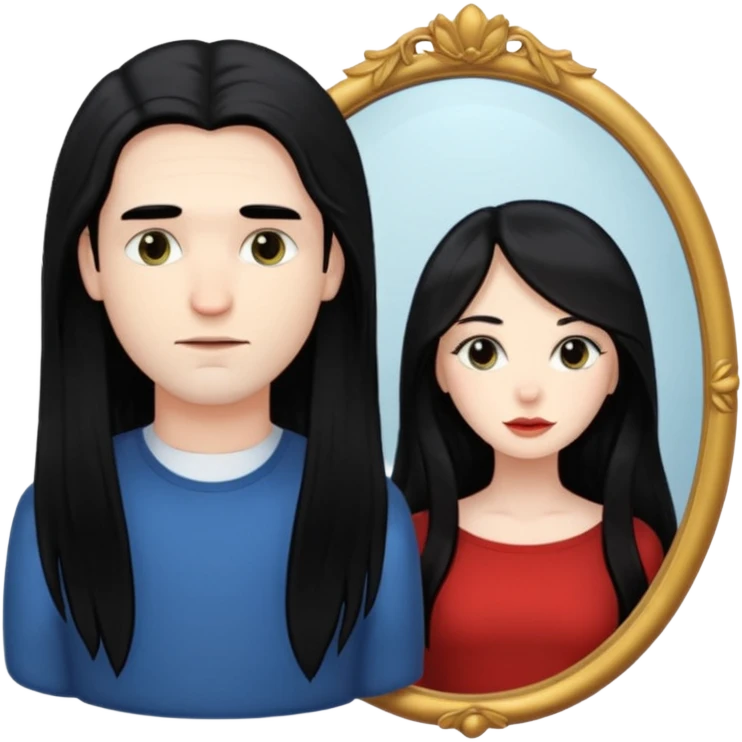 Spooky Man in mirror behind woman emoji