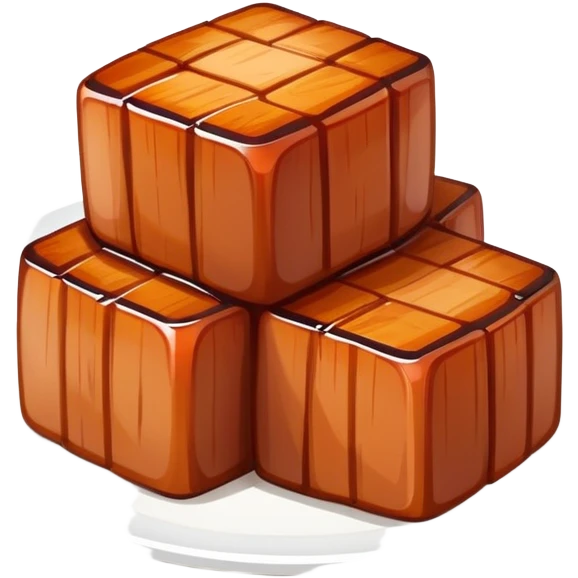 Hangzhou Dongpo Pork braised pork belly cubes, simplified emoji style with bold outlines and bright colors, cartoon style Chinese meat dish emoji