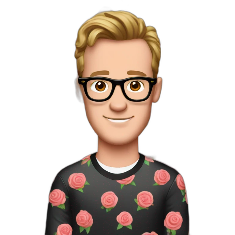 Jonathan Toews wearing glasses as a pretzel with pastel roses emoji