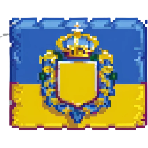Ukraine flag in the style of pixel art, vibrant colors, 8-bit aesthetic emoji