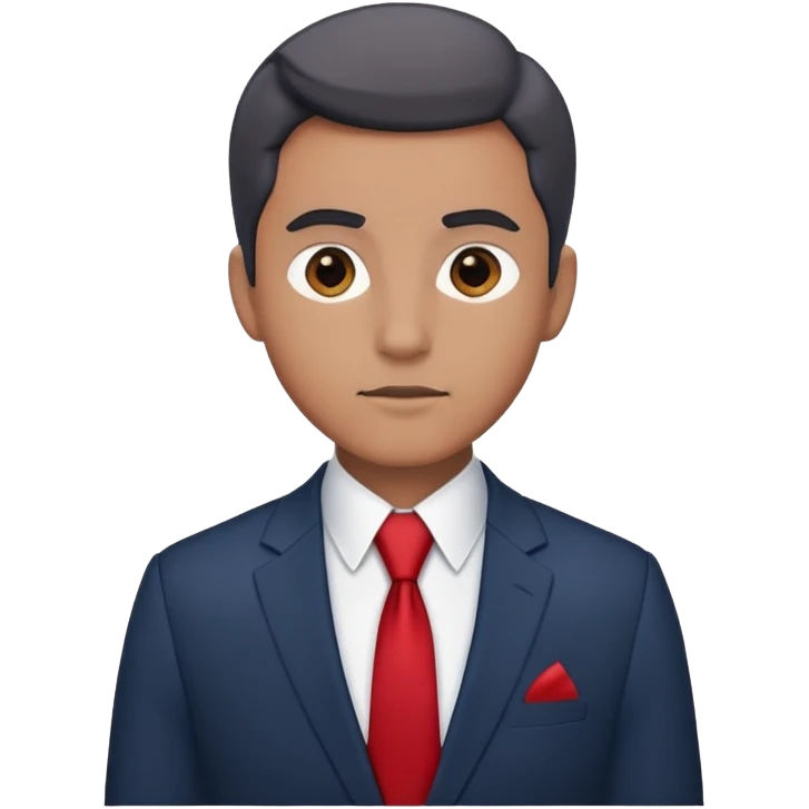 man wearing a dark blue-gray business suit with a white shirt and a red tie emoji
