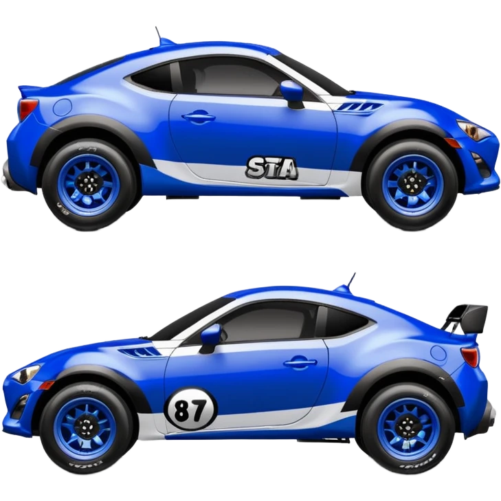 2013 scion fr-s ultramarine off road 4wd monster Baja dessert stadium racer number 86 with large mirror chromed wheels with wide long travel suspension  emoji