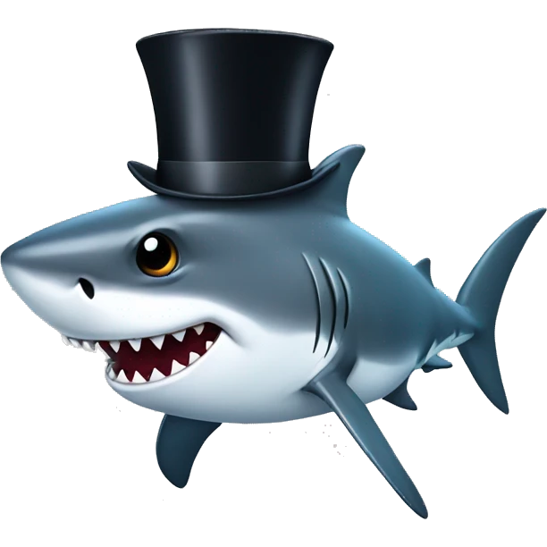 Shark with a top hat emoji