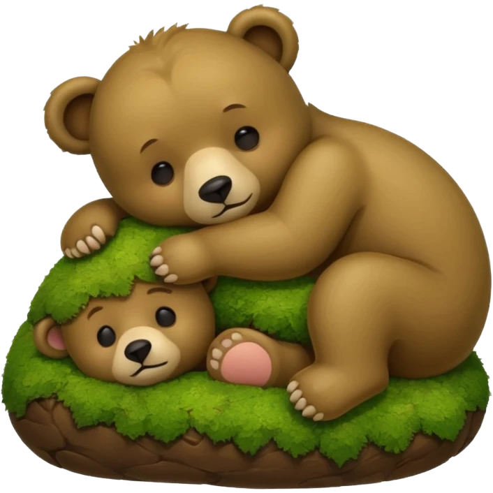 bear cub hugging moss pillow asleep emoji