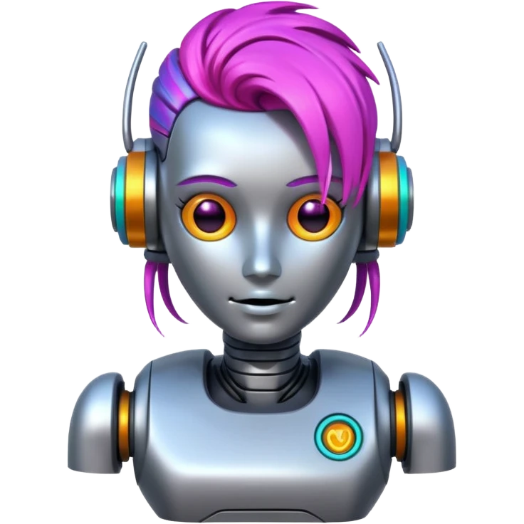 robot with color hair emoji