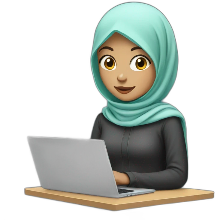 Girl wear hijab with laptop emoji