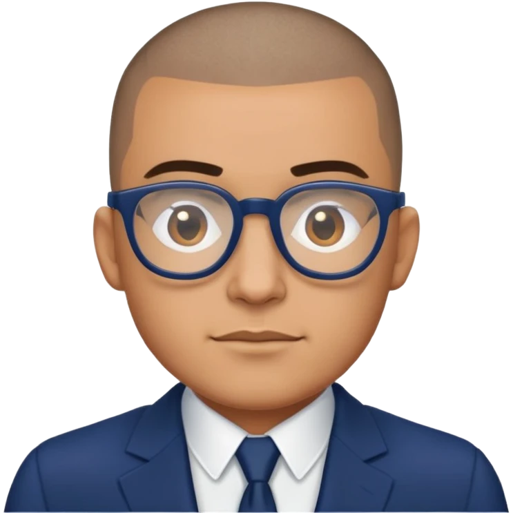Buzz cut Latino with glasses and dark blue suit  emoji