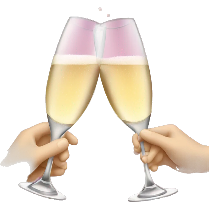 Champagne toast with pink chanpagne emoji