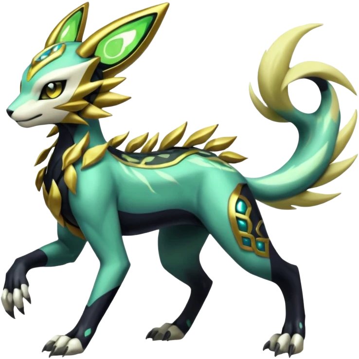  Exotic Meloetta-Zygarde-Zeraora-Renamon-Protogen-Palkia-hybrid-fusion-Fakémon-creature, full body emoji