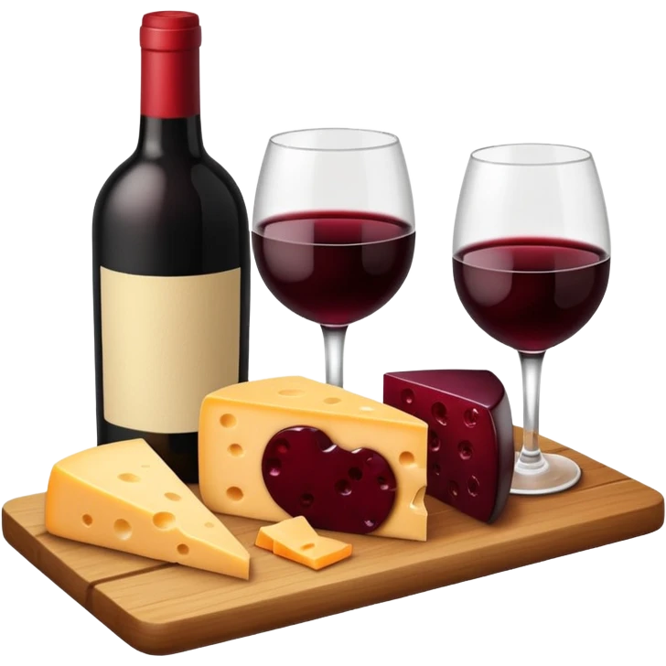 Rotwein und Käse auf ein Holzbrett emoji
