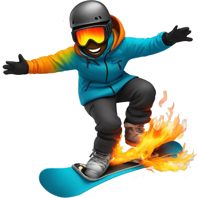 Snowboarder on fire emoji
