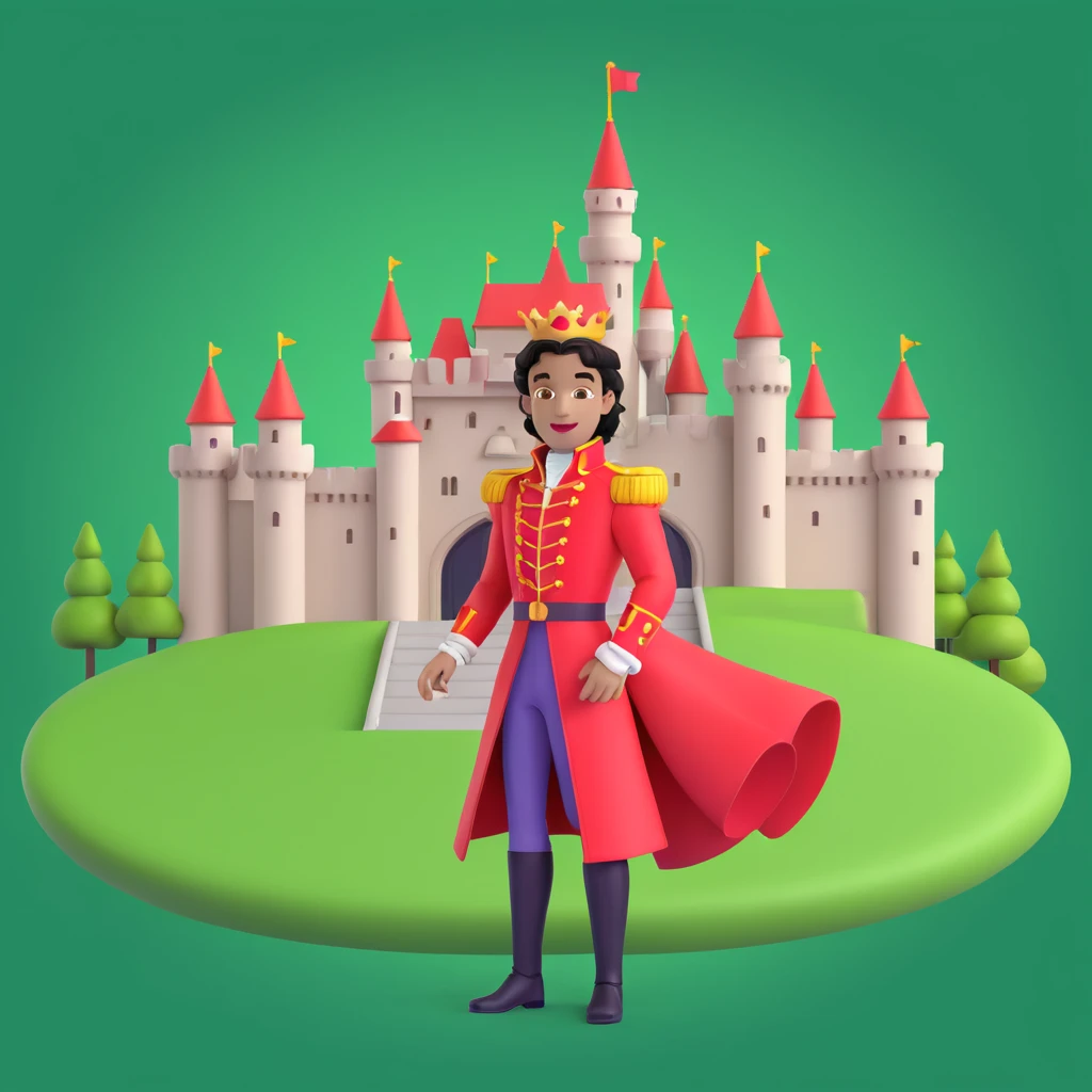 prince in red dress, royal castle background emoji