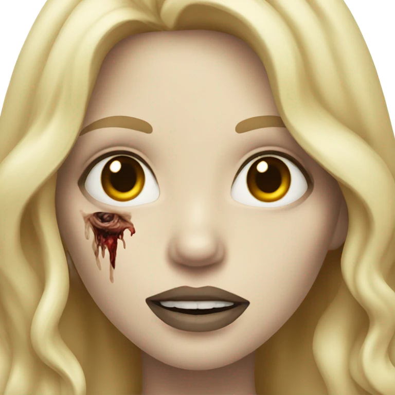 Woman, white skin, pale skin, long hair, blonde hair, wavy hair, zombie emoji