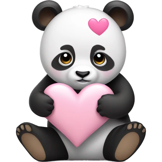 Panda holding light pink heart emoji