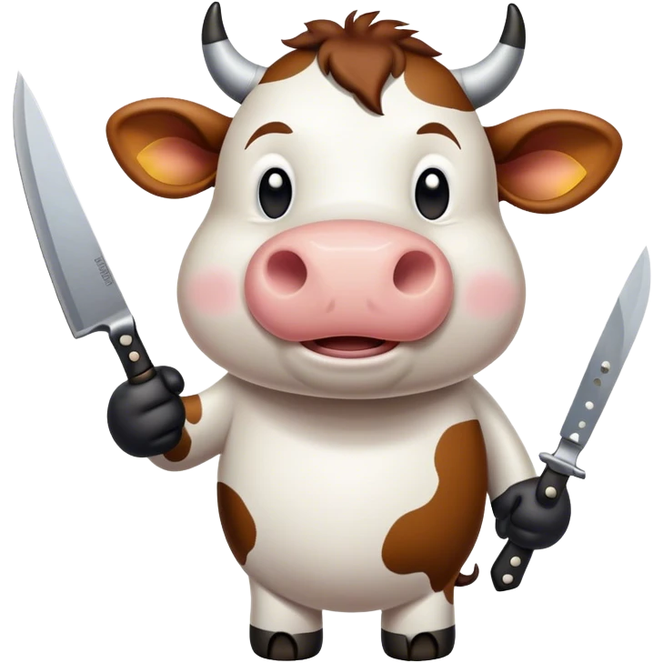 Cow holding knife menacingly  emoji
