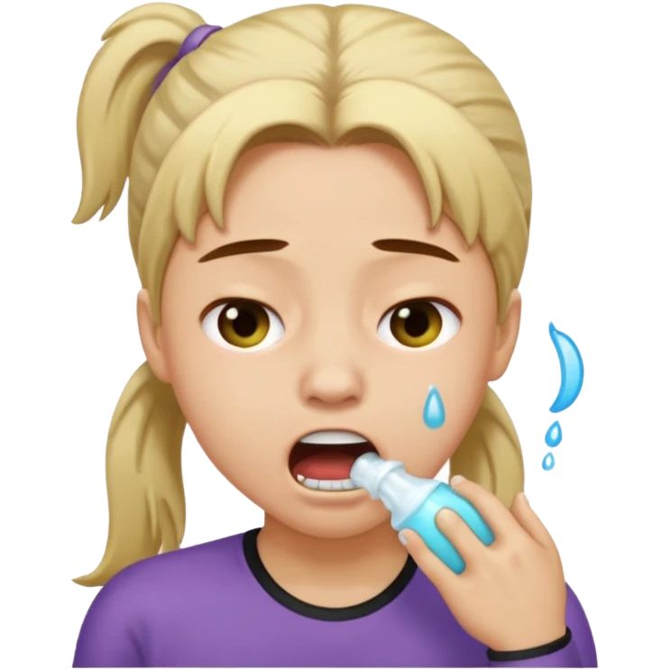 I want to have the regular puke emoji (this one :face_with_open_mouth_vomiting: ) but with a pony tail, like Ariana Grande emoji