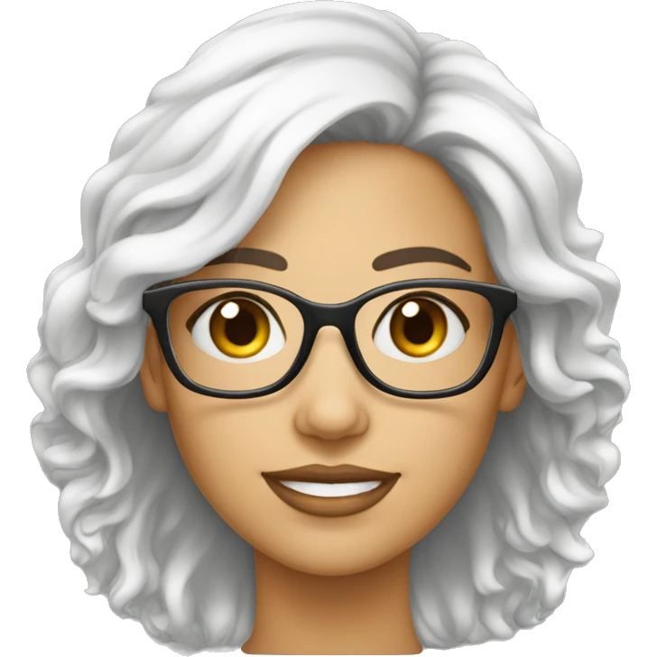 mulher branca cabelo liso branco e oculos emoji