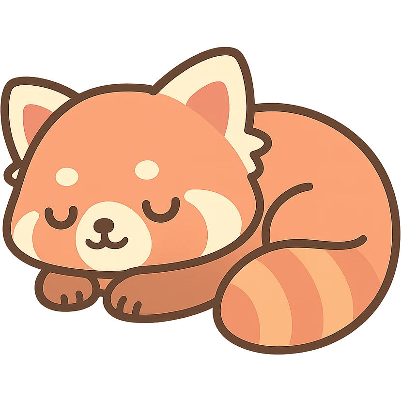 red panda sleeping, simple and cute emoji