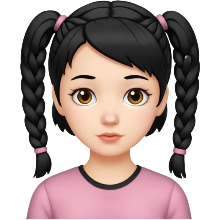 white girl with pig tails haircut black emoji