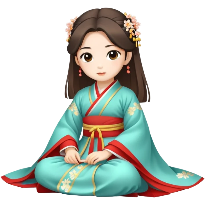 Beautiful girl in Hanfu sitting on the ground emoji
