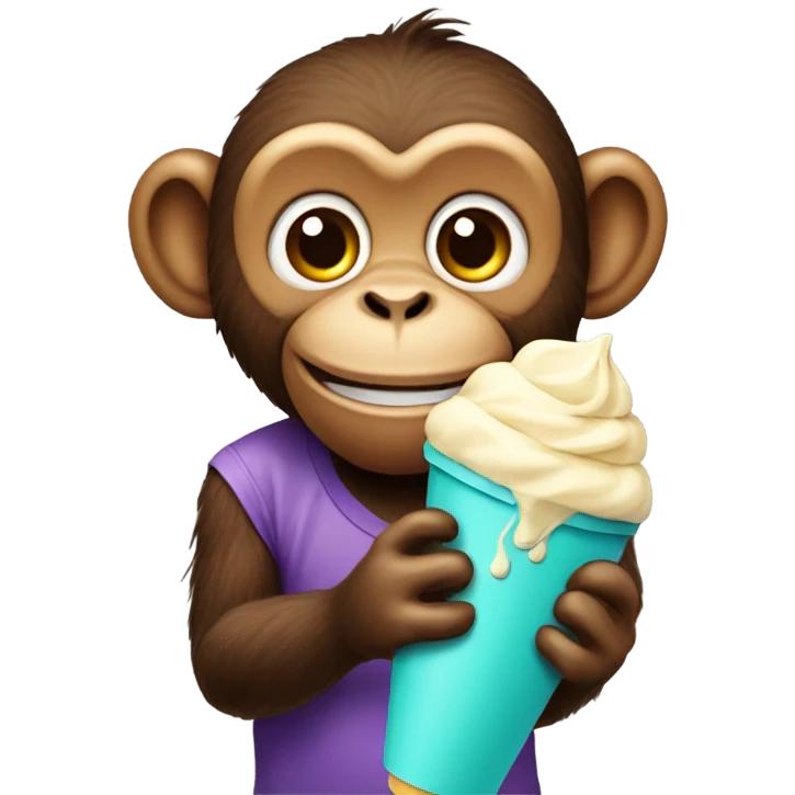 Monkey with ice cream emoji