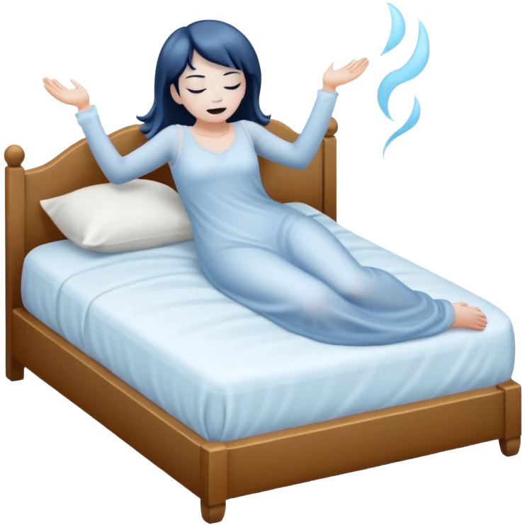 a sleep demon, misty and ghostly, floating above a bed emoji