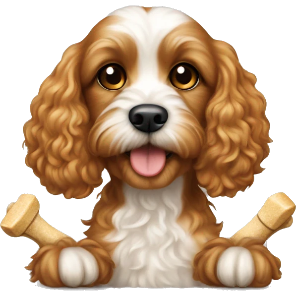 cavapoo with dog bone emoji