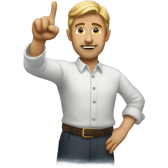 A man pointing at two objects emoji