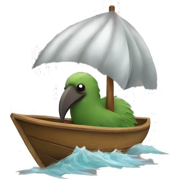 kiwi bird on a boat emoji
