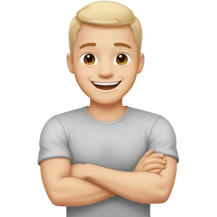 Arms crossed neck laughing guy emoji
