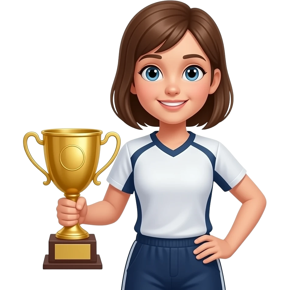 young girl Athlete holding Trophy middle emoji