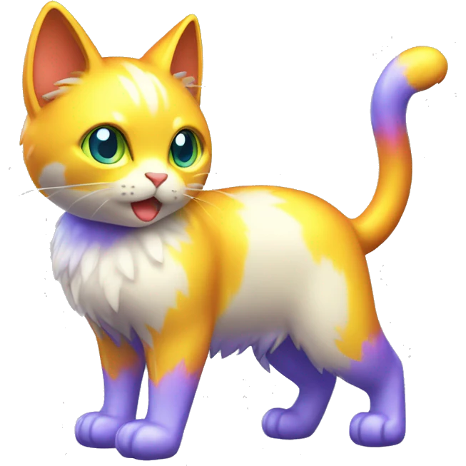 Shiny Colorful Electric-type Fakémon-Cat full body emoji