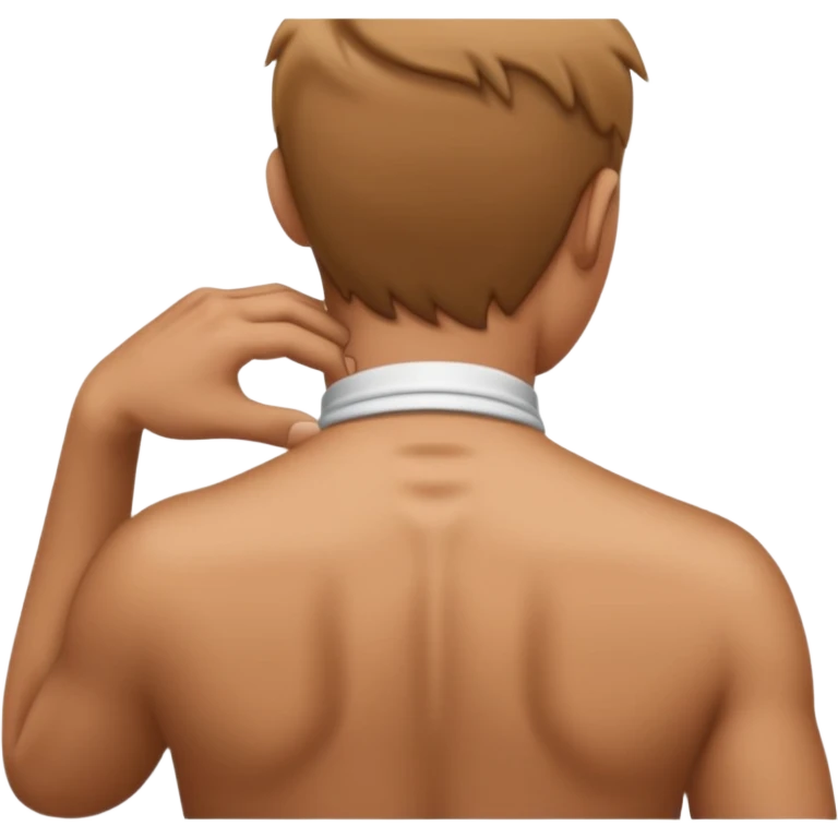 person with strain in the back of their neck. One hand holding the back of the neck emoji