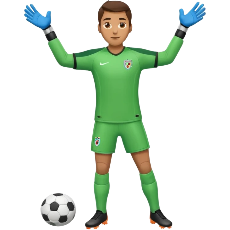 soccer goalkeeper full body and football boots arms out emoji
