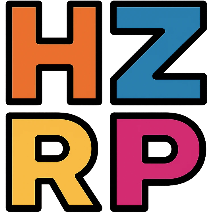 letters HZRP as a logo in distinct lineal color icon style with black outlines emoji