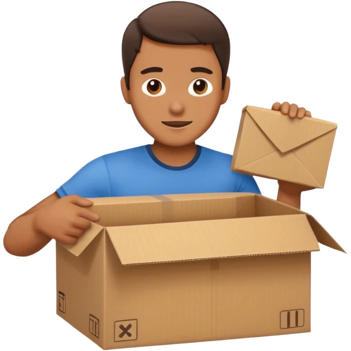 Man unpacking a cardboard box emoji