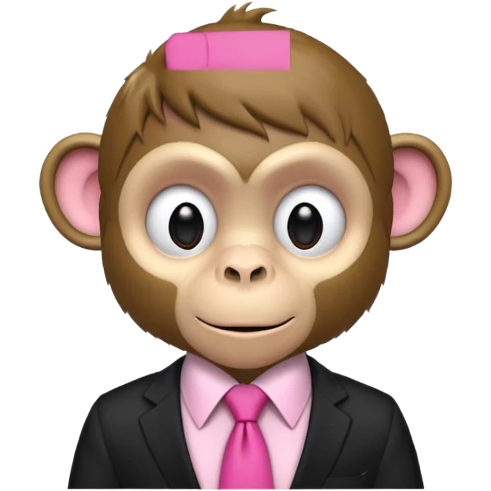  monkey with black shirt,pink tie emoji