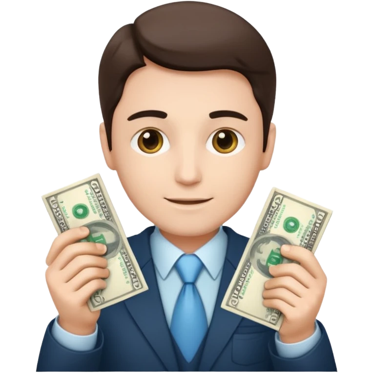 CEO with money in his hands donating to hospital emoji