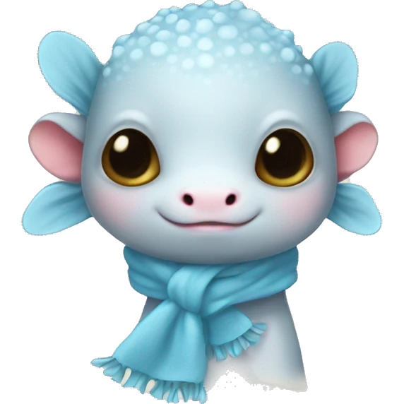 Axolotl wearing a baby blue scarf emoji