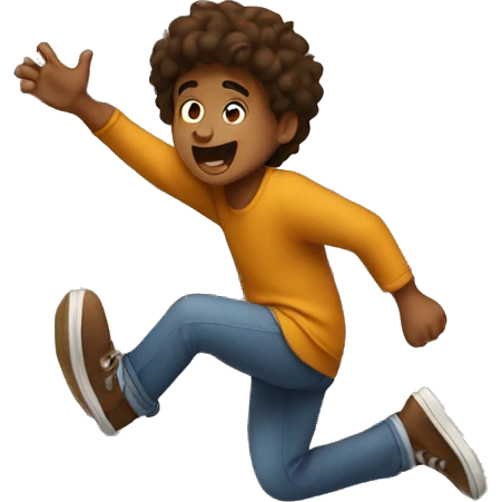 Brown boy hopping over a huge wall emoji