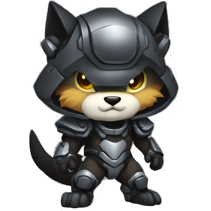 Anthro Kawaii Chibi Protogen with a black visor face full body emoji