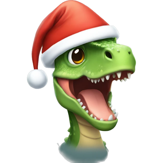 Dino with Christmas hat  emoji